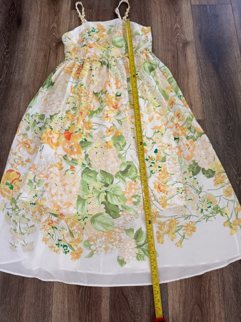 Dalia MacPhee Yellow and Green Floral Maxi Fit & Flare Sundress Women's M - Picture 12 of 15